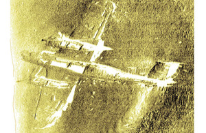 Wessex Archaeology's side scan image of the Dornier 17 discovered on the Goodwin Sands