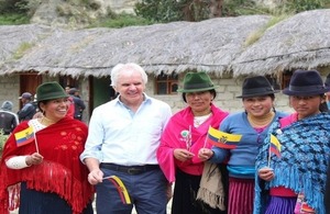 Ambassador Patrick Mullee, Ma. Verónica Cepeda, Environment Director of the Province of Cotopaxi and Manuel Latacunga, Quilotoa Community President