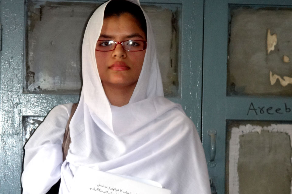 Aimen is one of 7,500 girls from across 11 of the poorest districts in southern Punjab to receive scholarships funded by UK aid to complete their intermediate education. 