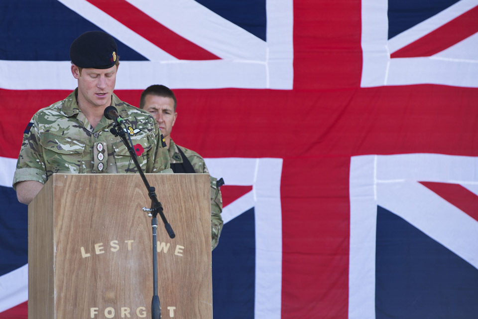 Prince Harry pays tribute on Remembrance Sunday in Kandahar
