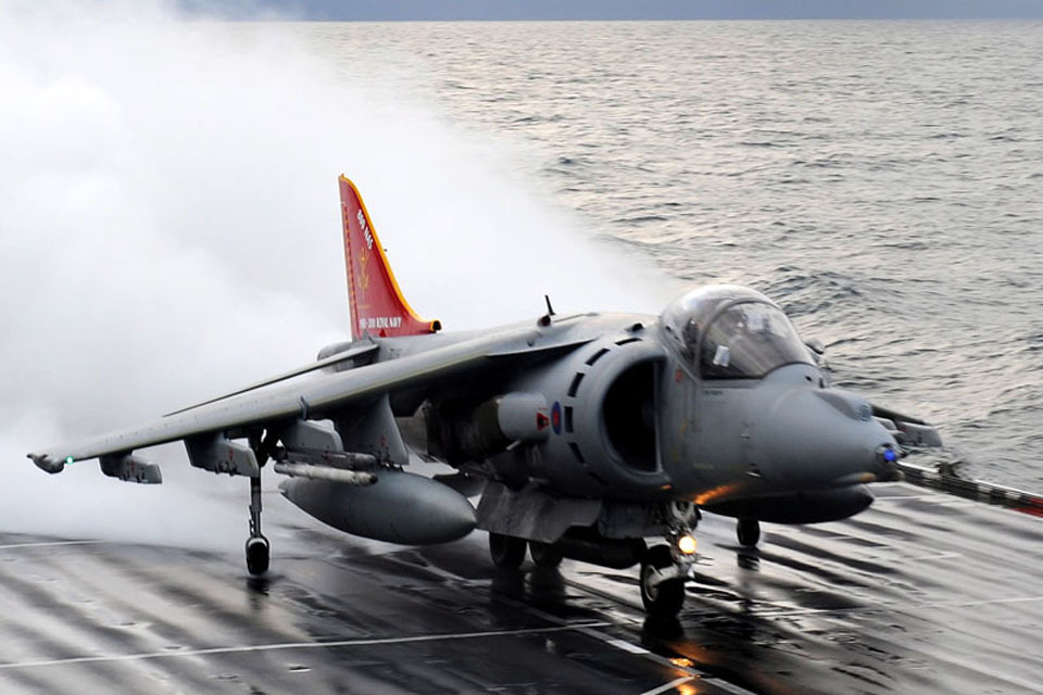 Last Harrier jet launch from HMS Ark Royal
