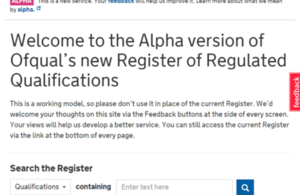 The new register of regulated qualifications