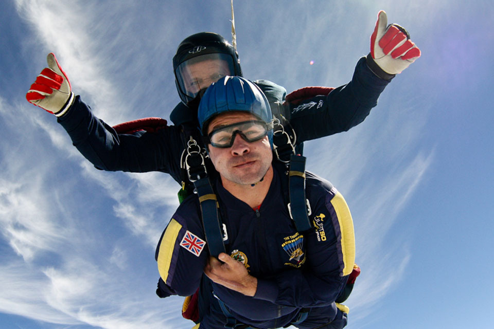 Triple amputee makes charity parachute jump