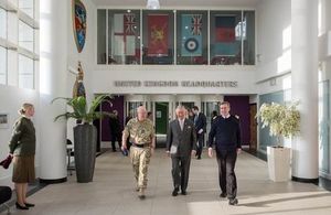 L-R: Chief of Joint Operations, Lt General Sir John Lorimer; HRH, The Prince of Wales; JFC Chief of Staff, Rear Admiral Tony Radakin. MOD Crown Copyright. All rights reserved