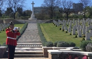 A bugler from The Princess of Wales’s Royal Regiment performs the Last Post during the rededication service, Crown Copyright, All rights reserved