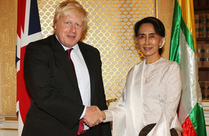 Foreign Secretary Boris Johnson and Burmese leader and State Counsellor Aung San Suu Kyi
