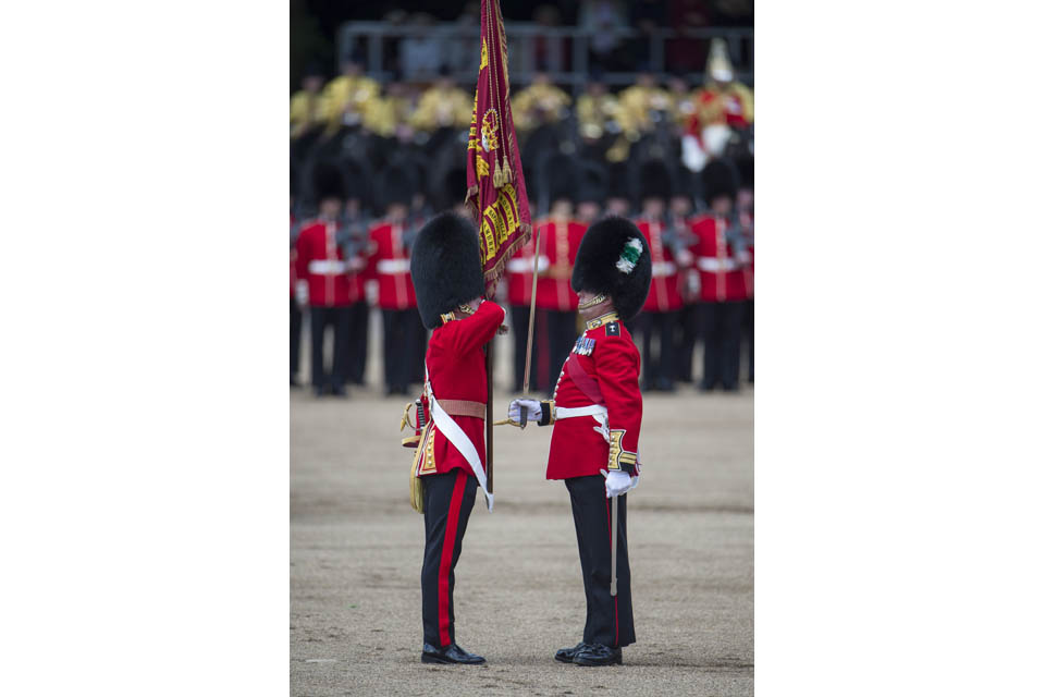 The colour of the 1st Battalion Welsh Guards is trooped