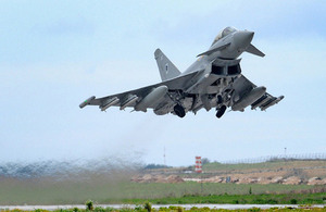 RAF Typhoon aircraft taking off [Picture: Corporal Babs Robinson, Crown copyright]