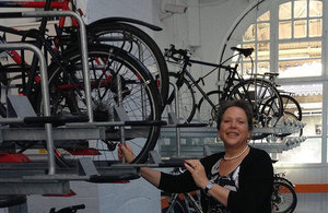 Baroness Kramer with bikes