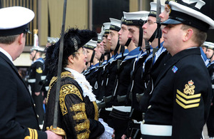 The Lord Mayor of Portsmouth inspects sailors