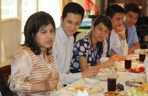 Baroness Warsi with Uzbek students