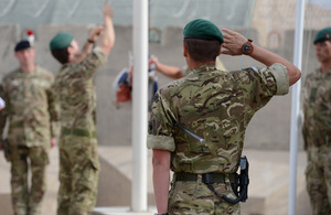 Royal Marines of 40 Commando hand over control of Main Operating Base Price to 1st Battalion The Royal Regiment of Fusiliers in Helmand province [Picture: Sergeant Barry Pope, Crown copyright]