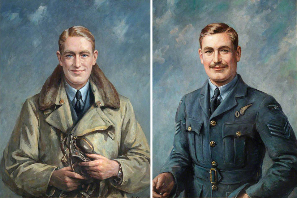 Portraits of Flying Officer Donald Garland VC (left) and Sergeant Thomas Gray VC