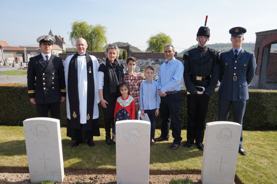 Gt Niece, Julia Cottam and family with those conducting the service, Crown Copyright, All rights reserved