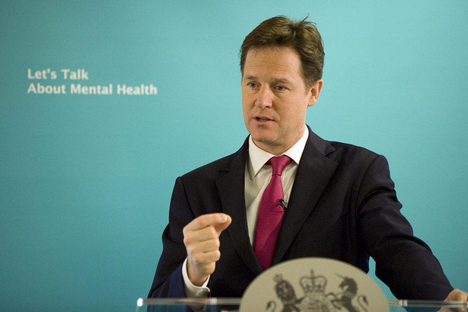 Deputy Prime Minister Nick Clegg delivers his speech on mental health