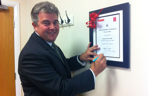 Brandon Lewis opens a new Chambers of Commerce office facility at South Essex College.