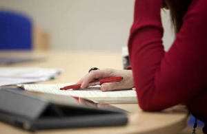 Person working at a table