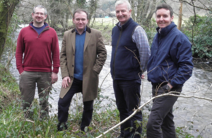 Minister Eustice with representatives of the Rivers Trust at the River Fowey