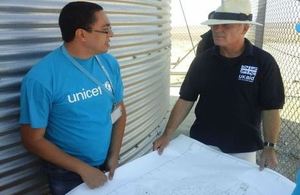 UK’s Minister of State for International Development Desmond Swayne in Azraq Camp.