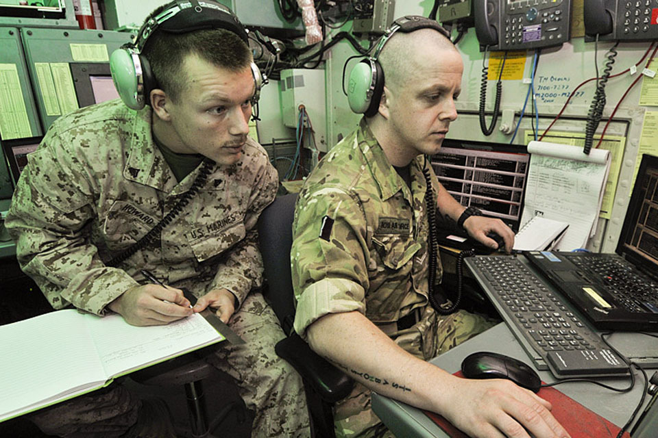 RAF and USMC co ordinate air campaign over Afghanistan