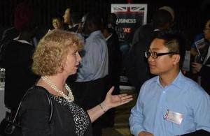 High Commissioner Alison Blackburne speaks to a Chinese businessman