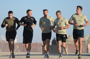 Gary goes for an early morning run with some of the servicemen stationed at Camp Bastion