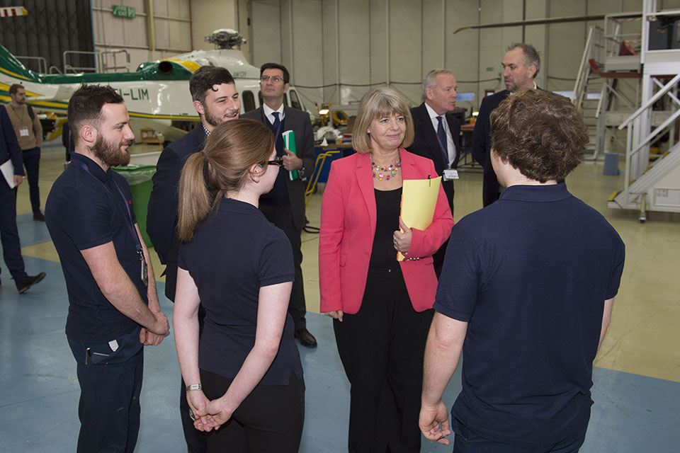 Minister for Defence Procurement visits Leonardo Helicopters. Copyright MOD