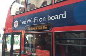 bus with free wifi sign