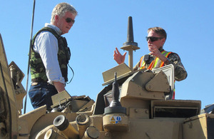 High Commissioner Howard Drake gets an up close look at a Warrior Infantry Fighting Vehicle.