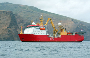 HMS Protector off St Helena [Picture: Crown Copyright/MOD 2012]