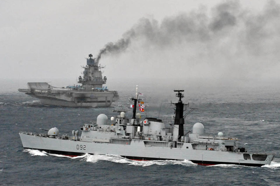 HMS Liverpool shadows Russian carrier