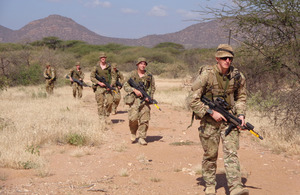 Soldiers on patrol in the Kenyan savannah during Exercise Askari Thunder [Picture: Crown copyright]