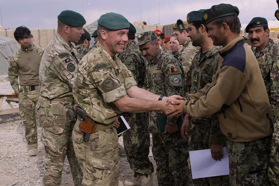 Royal Marines with members of the Afghan National Army