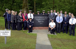 Members of the Churchill community are joined by project managers and contractors for the plaque unveiling [Picture: Crown copyright]