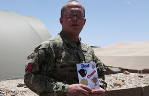 Corporal Wayne Tudor with a Father's Day card