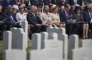 Members of the British and Belgian Royal families join senior politicians and military personnel at Tyne Cot