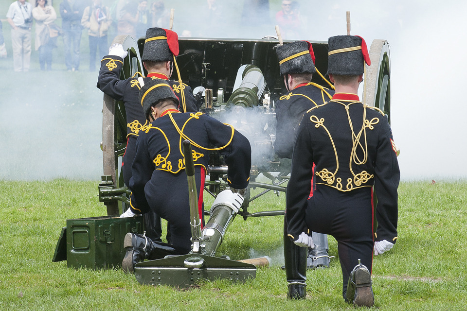 Royal Horse Artillery fire 41 gun salute for Queen's birthday