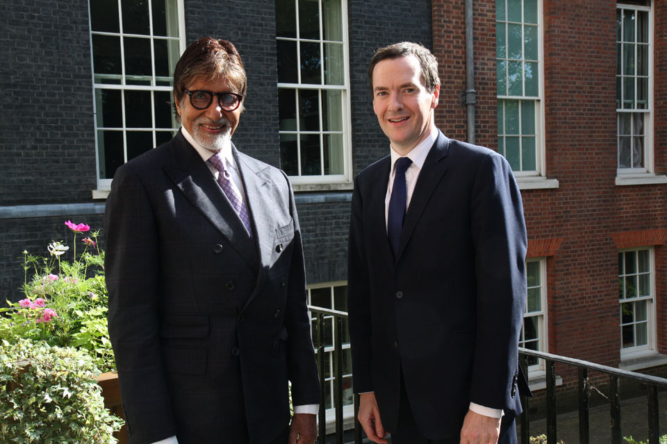 The Chancellor with movie star Amitabh Bachchan ahead of his visit to India