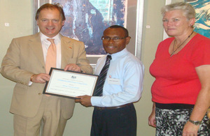 Minister Hugo Swire, Henry Norrie Maim and British High Commissioner Jackie Barson