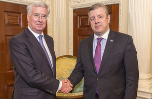 Defence Secretary Michael Fallon and Prime Minister of Georgia His Excellency Mr Giorgi Kvirikashvili. Crown Copyright.