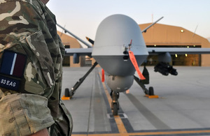 An RAF Reaper remotely-piloted aircraft at Kandahar Airfield in Afghanistan [Picture: Flight Lieutenant Tony Durrant, Crown copyright]