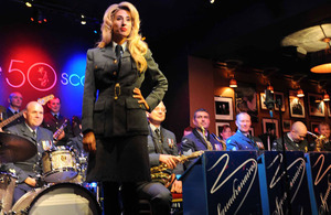 Stacey Solomon with the RAF Squadronaires at Ronnie Scott's club in London