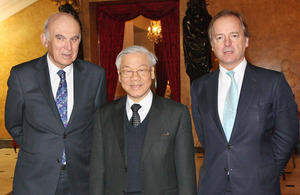 Vince Cable with Nguyen Phu Trong and Hugo Swire.