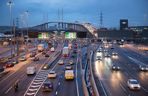 Cars on motorway at night.