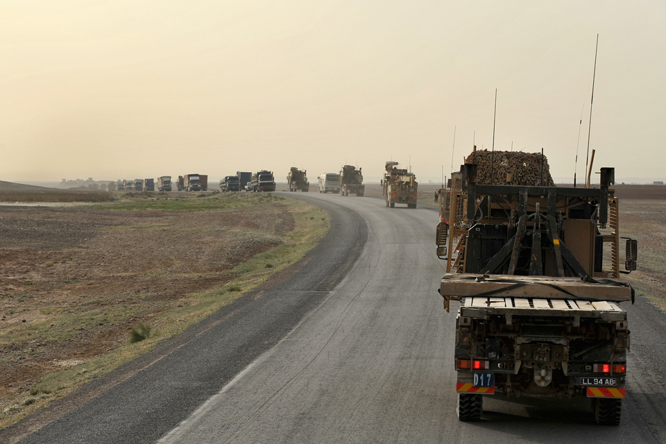 Vehicles from 3 Logistic Support Regiment taking part in a combat logistic patrol