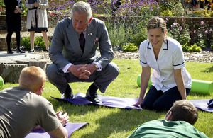 His Royal Highness The Prince of Wales meets patients and staff at the new Jubilee Rehabilitation Complex at Headley Court