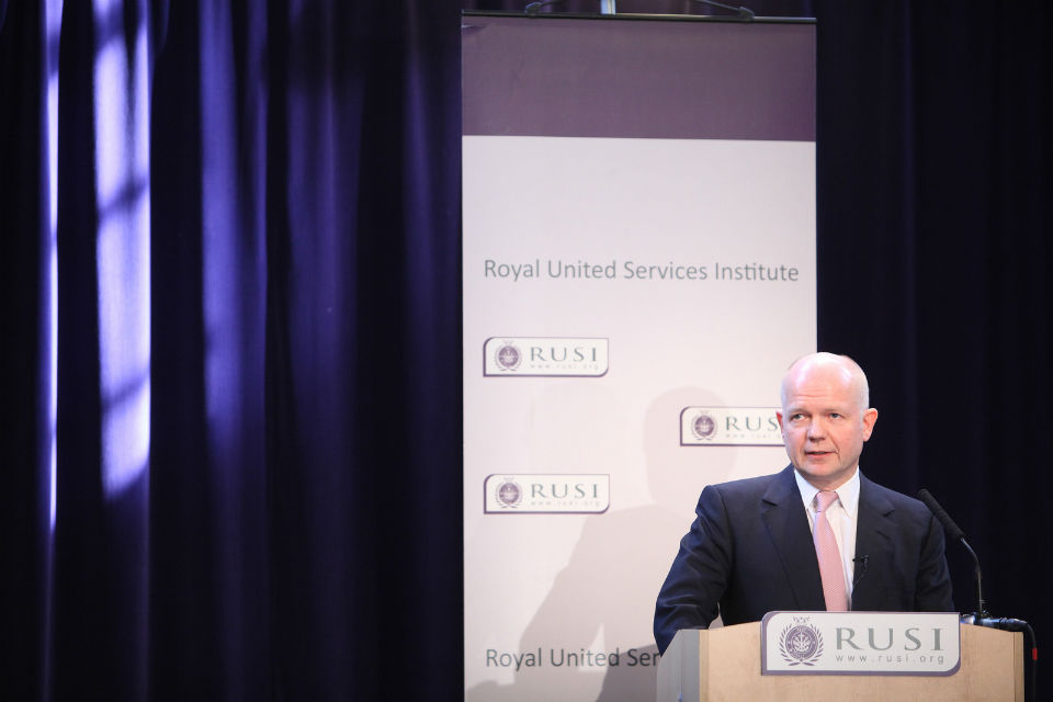 Foreign Secretary William Hague speaking at RUSI