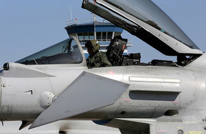 Typhoon aircraft arrive at Amari Air Base in Estonia prior to undertaking the Baltic Air Policing mission for NATO