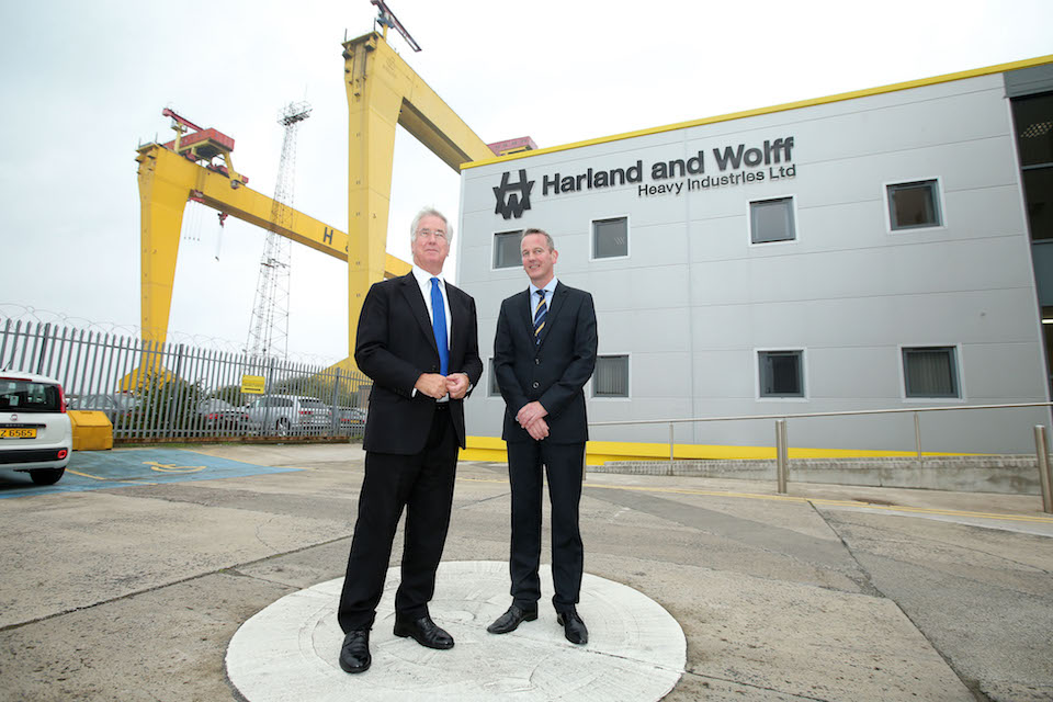 The Defence Secretary visited Harland & Wolff, near Belfast, one of the UK shipyards that could bid for the new Type 31e frigates.