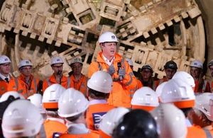 The Prime Minister at the Crossrail tunnelling completion event.